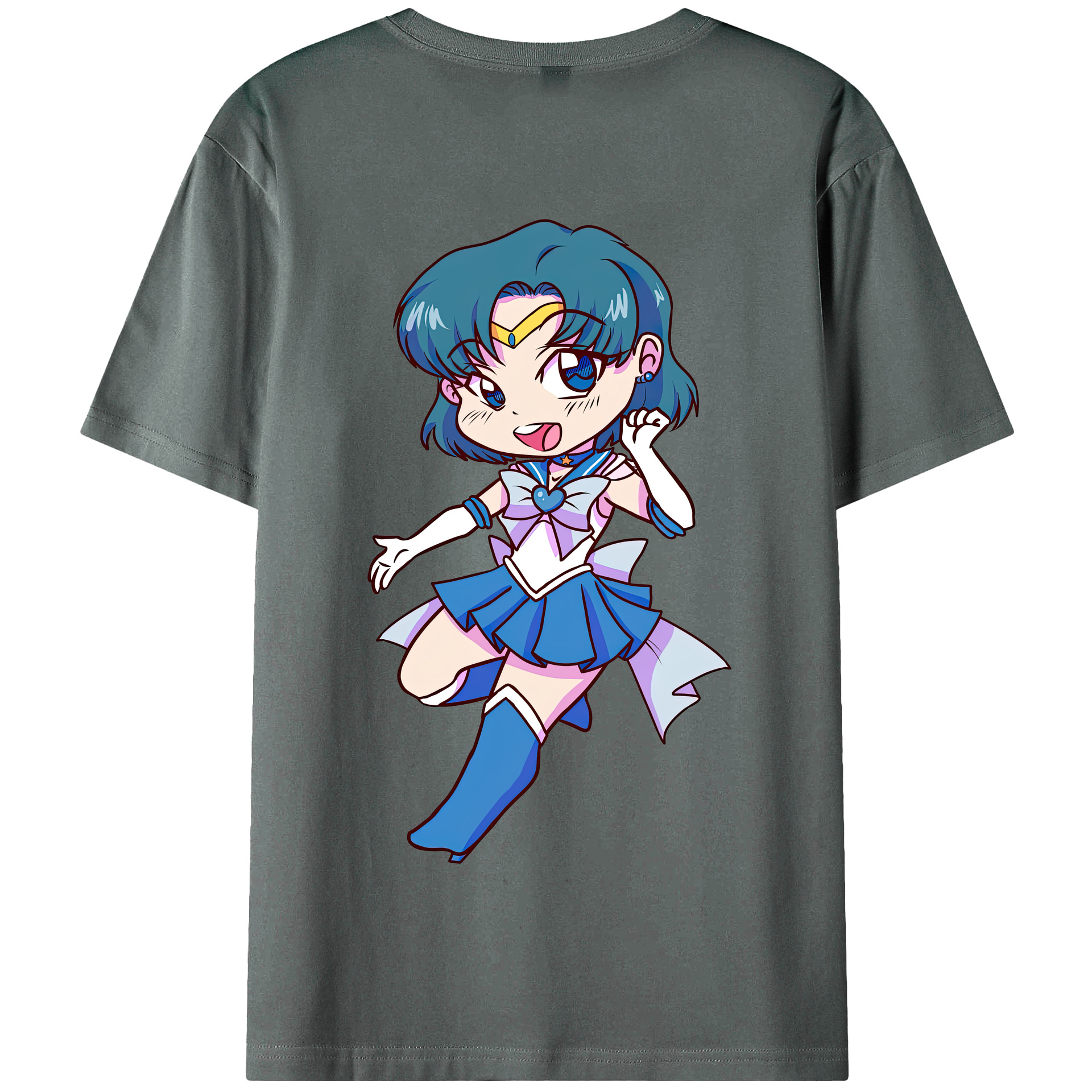 （画像用） 美少女戦士セーラームーン 水野 亜美 みずの あみ Sailor Moon Mizuno Ami 綿100％半袖Tシャツ（背面プリント）